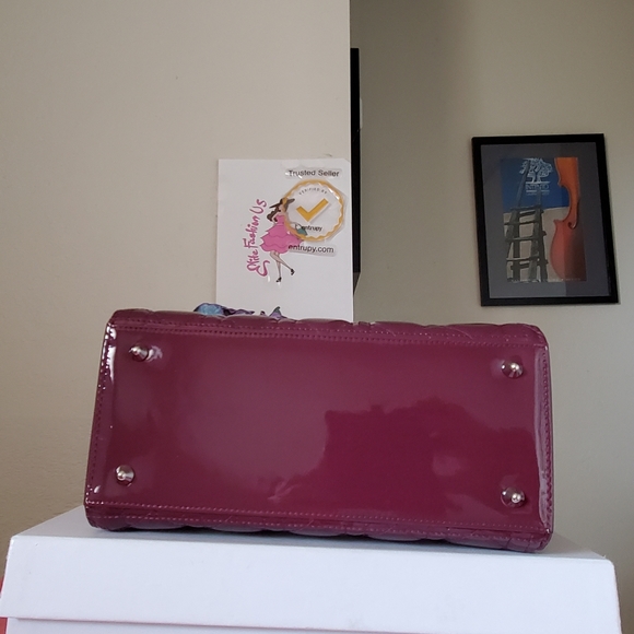Lady Dior purple white silver hard ware medium bag - Picture 8 of 14